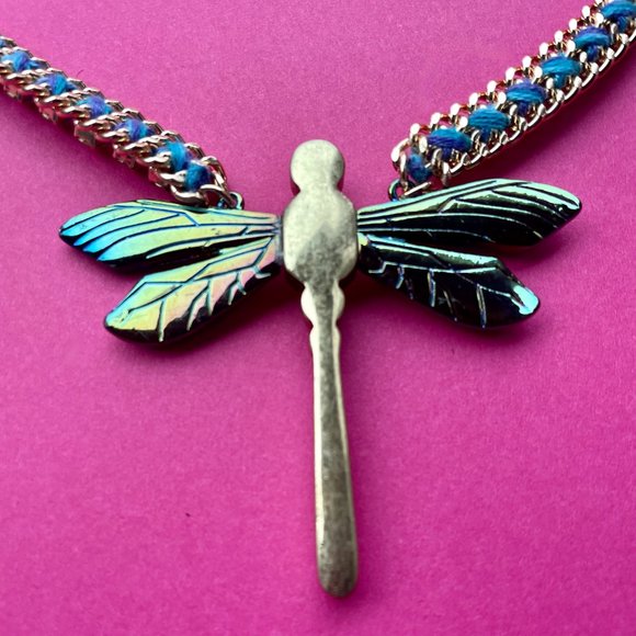 NWT Betsey Johnson Bug Collector Dragonfly Choker Necklace Gold - Picture 10 of 13